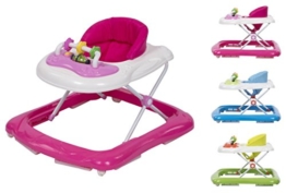 Clamaro „BABYRACER“ Baby Gehfrei (rosa) - Höhenverstellbare Lauflernhilfe mit extra hoher Rückenlehne und bequemen Polstern, extra Spielcenter mit Musik und Lichtern - 1