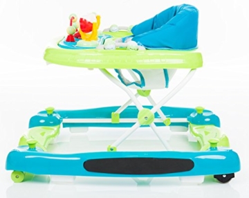 Fillikid Gehfrei Lauflernwagen 3in1 Exclusiv | Lauflernhilfe mit Spielbrett | Laufwagen mit Schaukel-Funktion | Babyschaukel 3 fach höhenverstellbar | Baby Walker mit Activity Center, Design:türkis/grün - 5